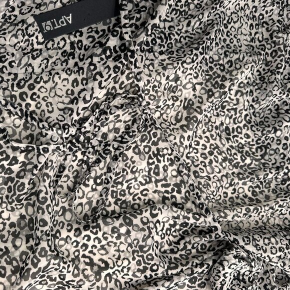 Apt. 9 2X Cheetah Leopard Print Tunic Blouse Drawstring Waist Pleated Animal - Picture 11 of 11